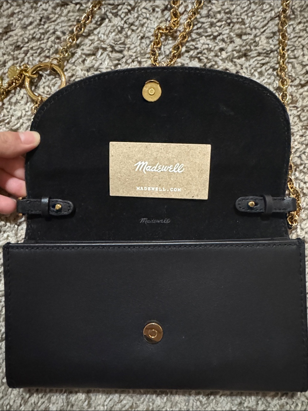 Madewell Black Crossbody Wallet with Gold Chain - Picture 3 of 4